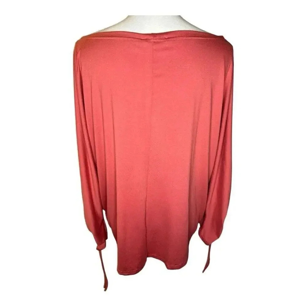 NEW Ninexis Women’s Large Burnt Orange Balloon Sleeve Blouse NWT - Picture 3 of 5